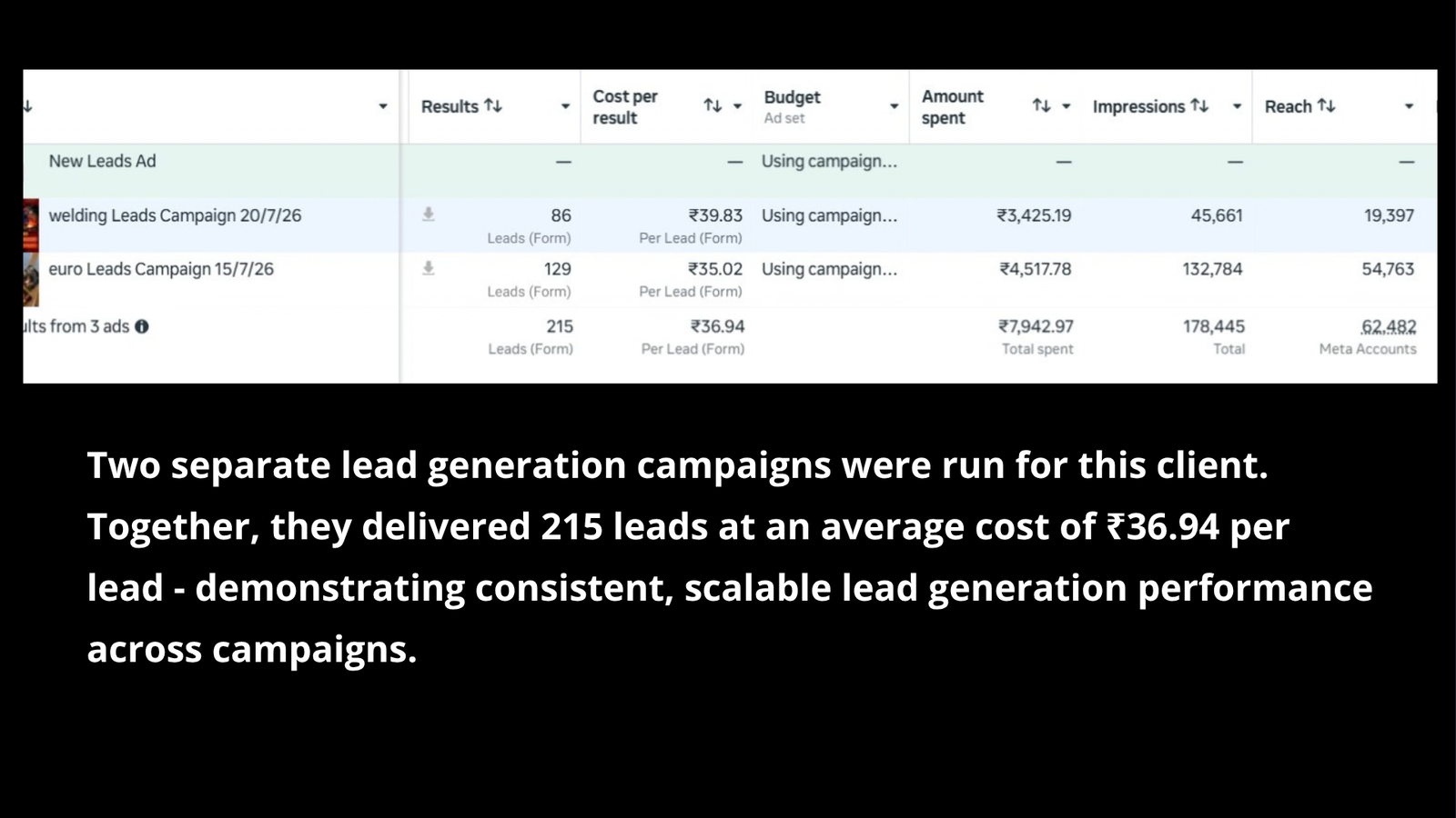 Results & Case Studies leads campaigns